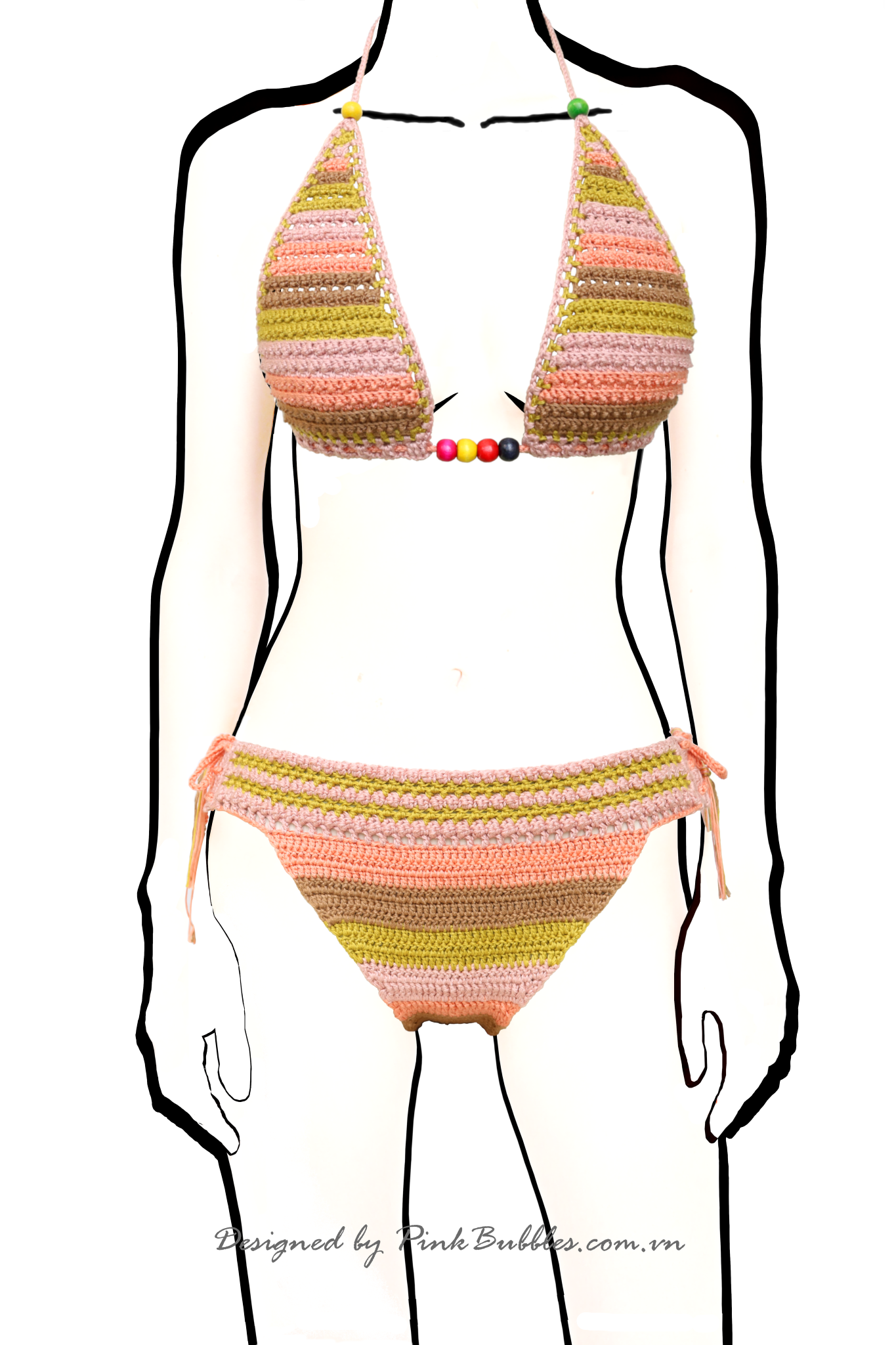 Crochet Multicolor Midi Bikini Top