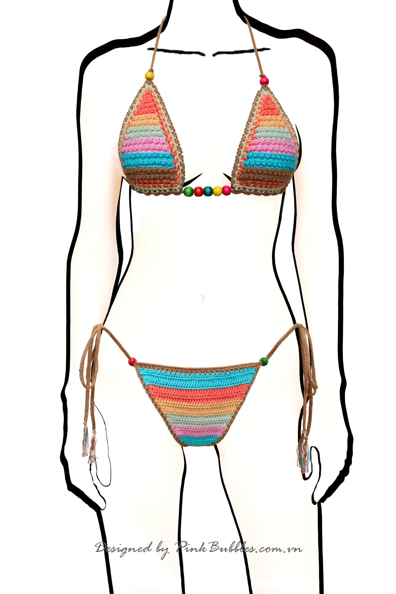 Crochet Multicolor Mini Bikini Top
